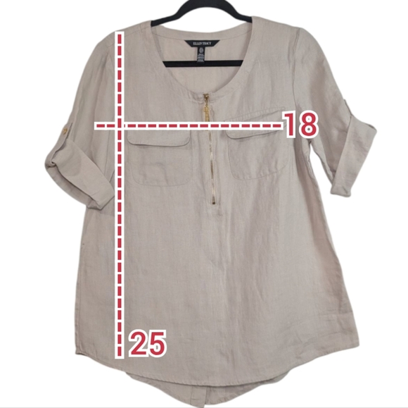 Ellen Tracy Linen Top with Zipper Detail(99) - Picture 4 of 4